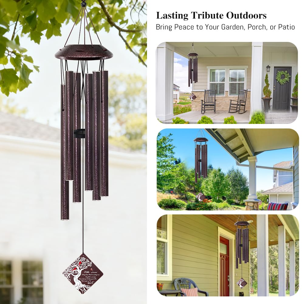 Cardinal Memorial Wind Chimes 32in All Metal Sympathy Gift Outdoor Garden (Cardinal Bird in My Heart)