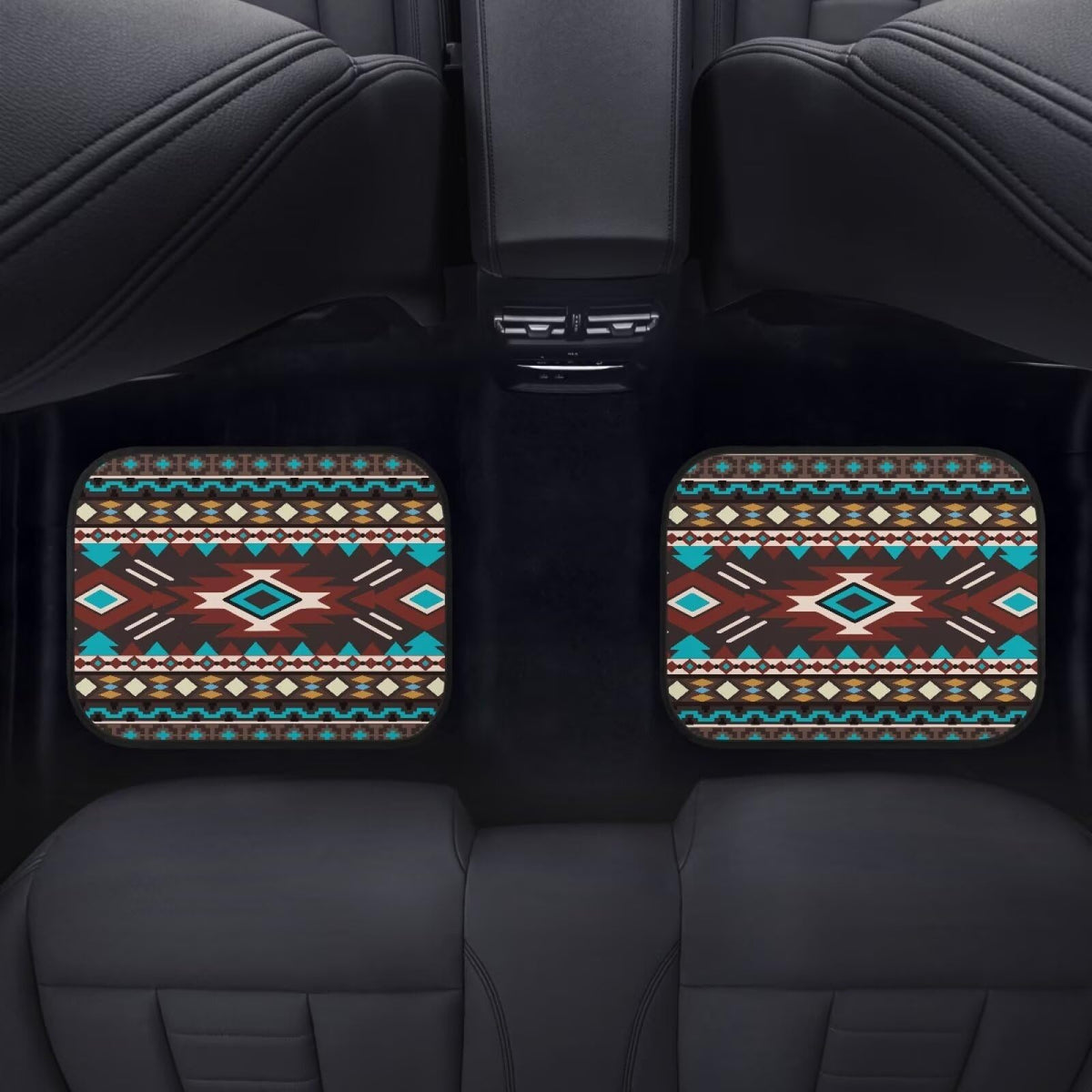 Ethnic Aztec Automotive Floor Mats Rubber Brown Cars Floor Mats All Weather Non Slip Car Foot Pads 4 Piece Car Carpet Mat Protector Aztec Automotive Accessories (Ethnic Aztec Brown)