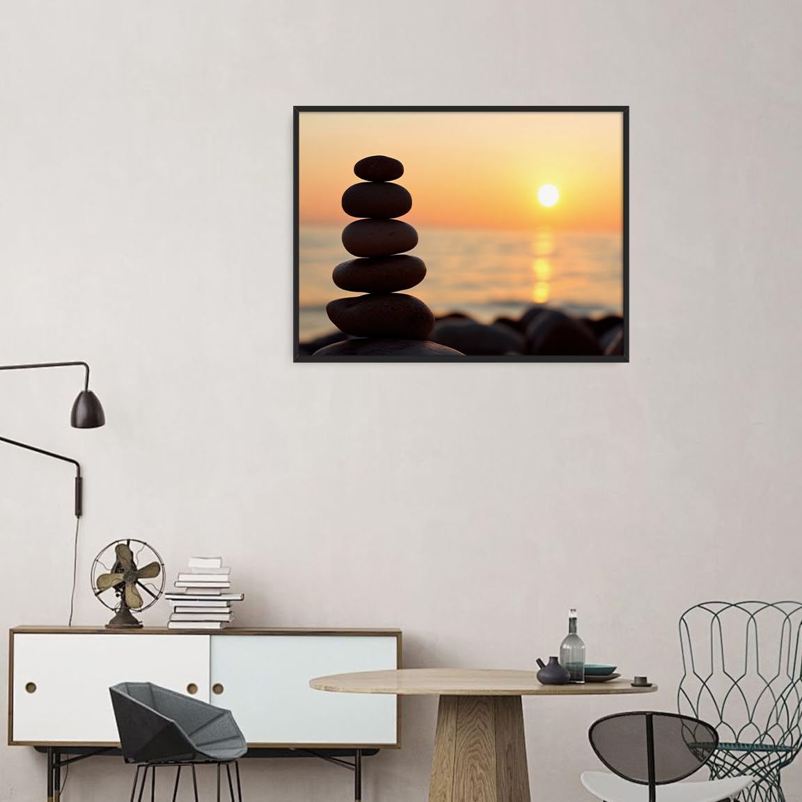 Minimalist Zen Sunset Wall Art (Black Aluminum Frame-2 / 24"L x 36"W)