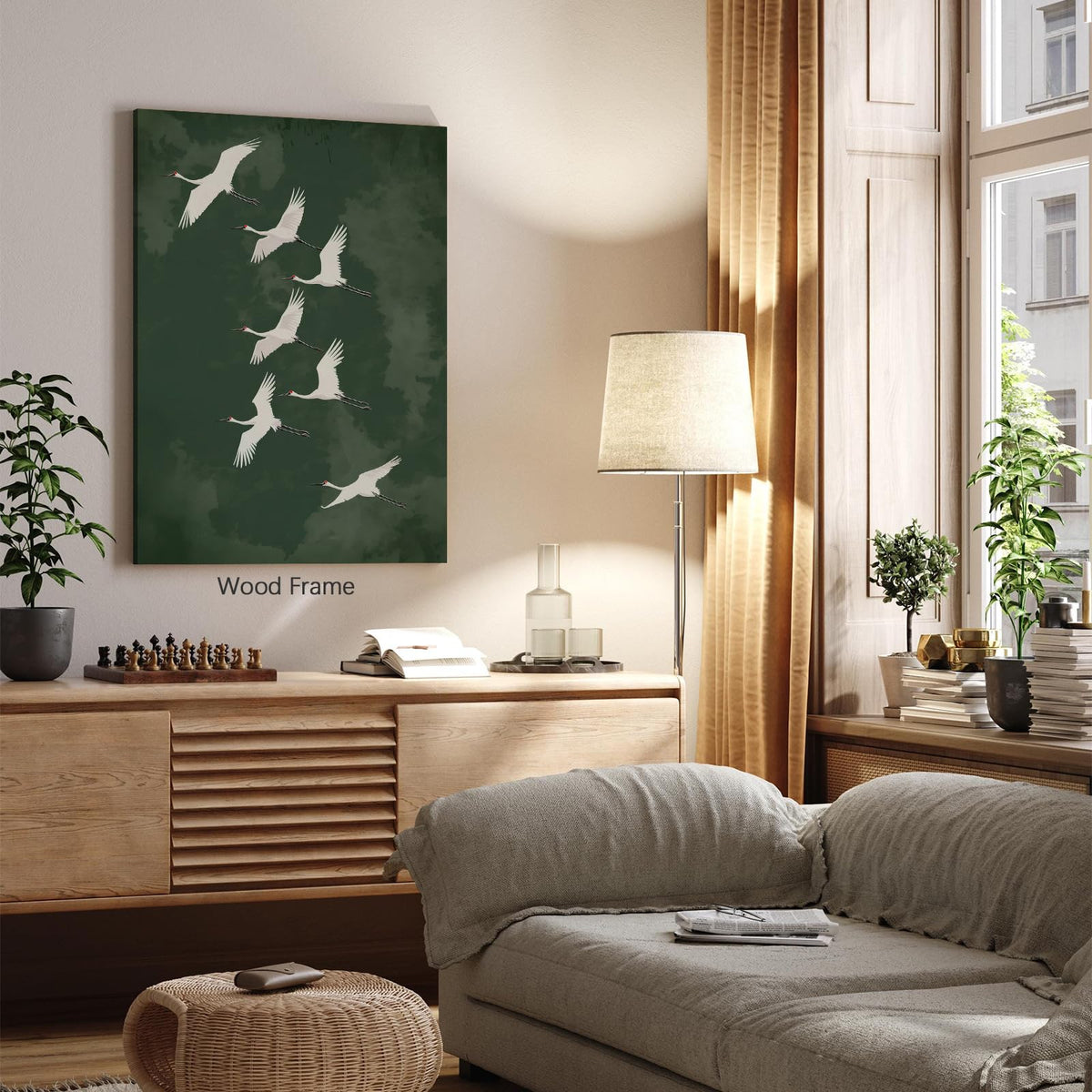 Japanese Flying Framed Wall Art Vintage Bird Pictures Decor Poster 8x10 inch Rustic Nature Animal Canvas Prints Minimalist Home Decor for Asian Style Living Room Bedroom Office Zen Ready to hang (Wrapped Canvas / Japanese Canvas / 10"L x 8"W)