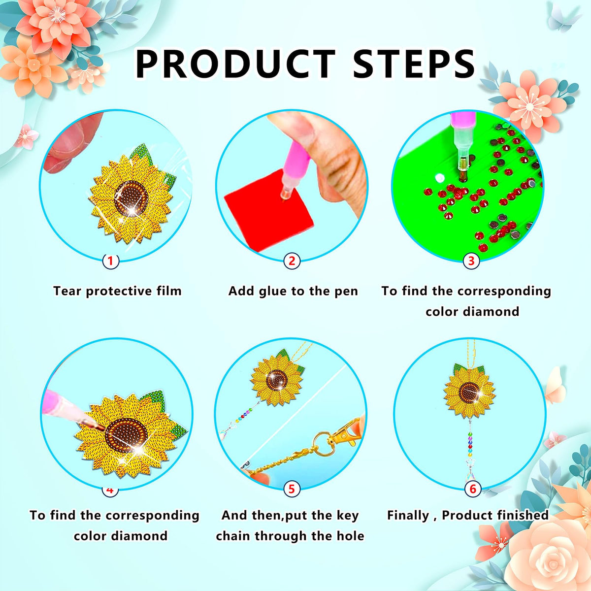 8 Pcs Gnomes Diamond Art Suncatchers Double Sided Diamond Painting Suncatcher Sunflower Diamond Painting Wind Chime Kits 5D DIY Diamond Art Kits for Adults Hanging Ornaments (A Sunflower Gnome)