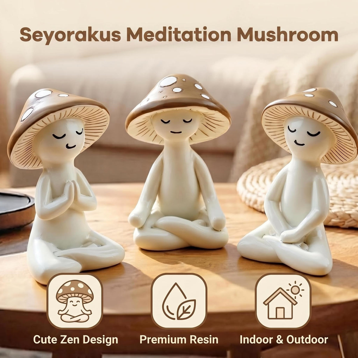 Meditation Mushroom Figurine Resin