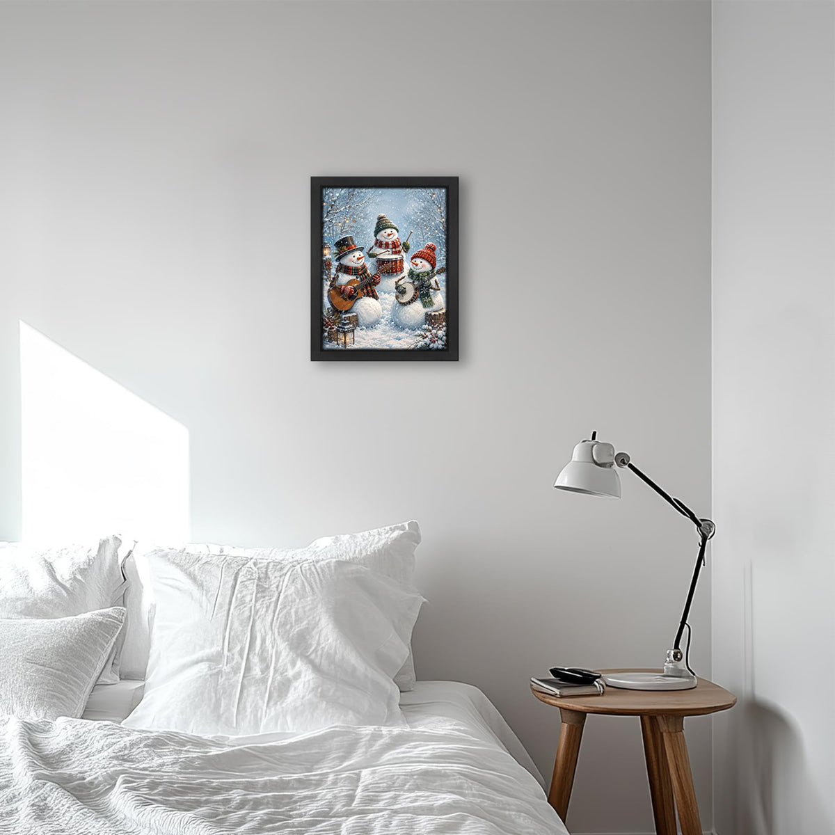 Winter Snowman Decor Wall Art (Wall Art Framed 12 / 20"L x 16"W)