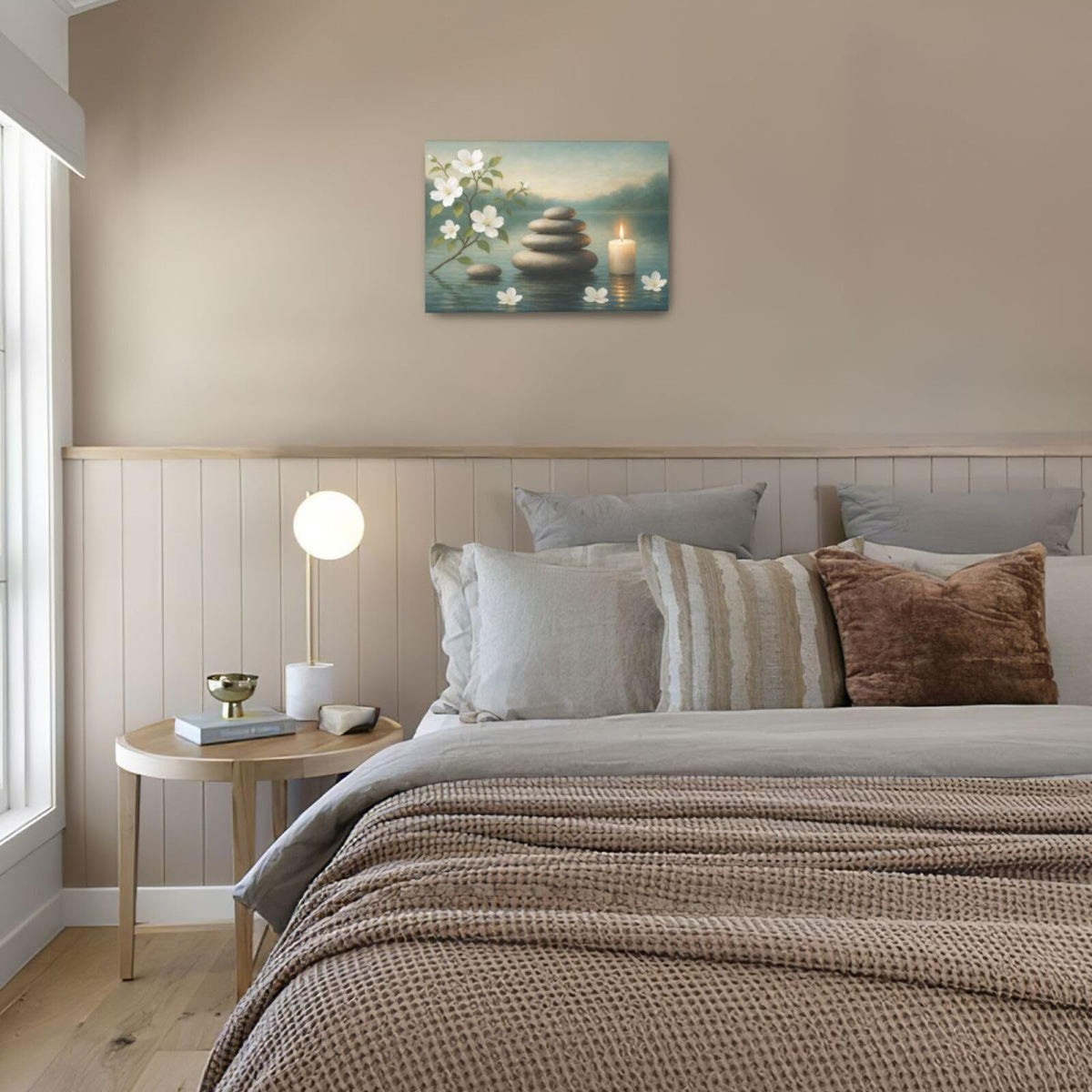Zen Wall Art Zen Bathroom Wall Decor Spa Room Meditation Peaceful Pictures Decoration Spiritual Stone Canvas Painting Artwork Framed for Bathroom Living Room Bedroom Office 16"x24" (Zen / 24L"×16W")