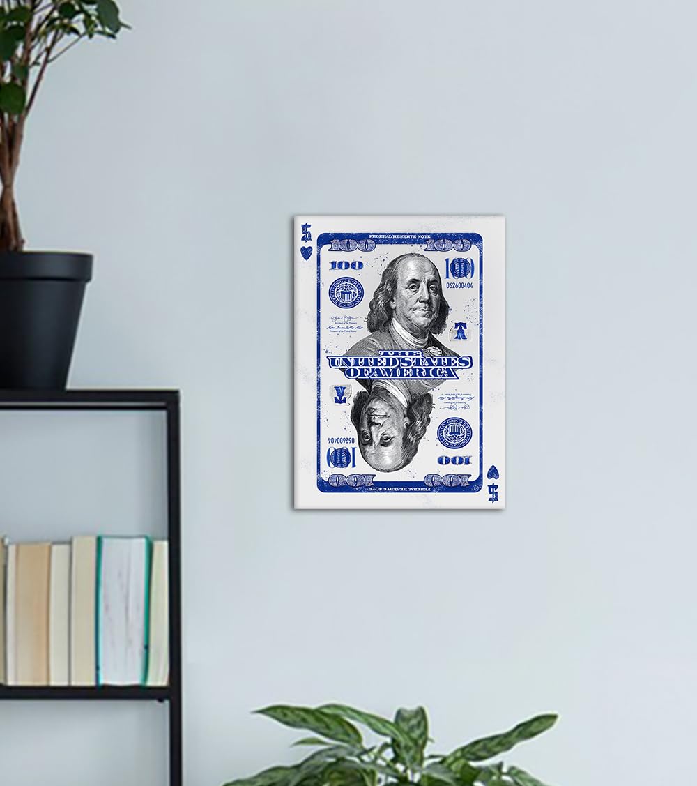 100 Bill Benjamin Franklin Canvas Wall Art Pop Art Money Poster (Style_16 / 16"L x 12"W)