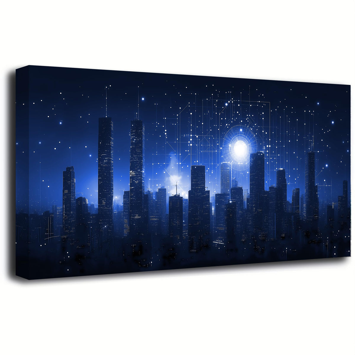 Night Stars City Wall Art Bedroom Wall Decor Living Room (40"L x 20"W / Night Stars City)