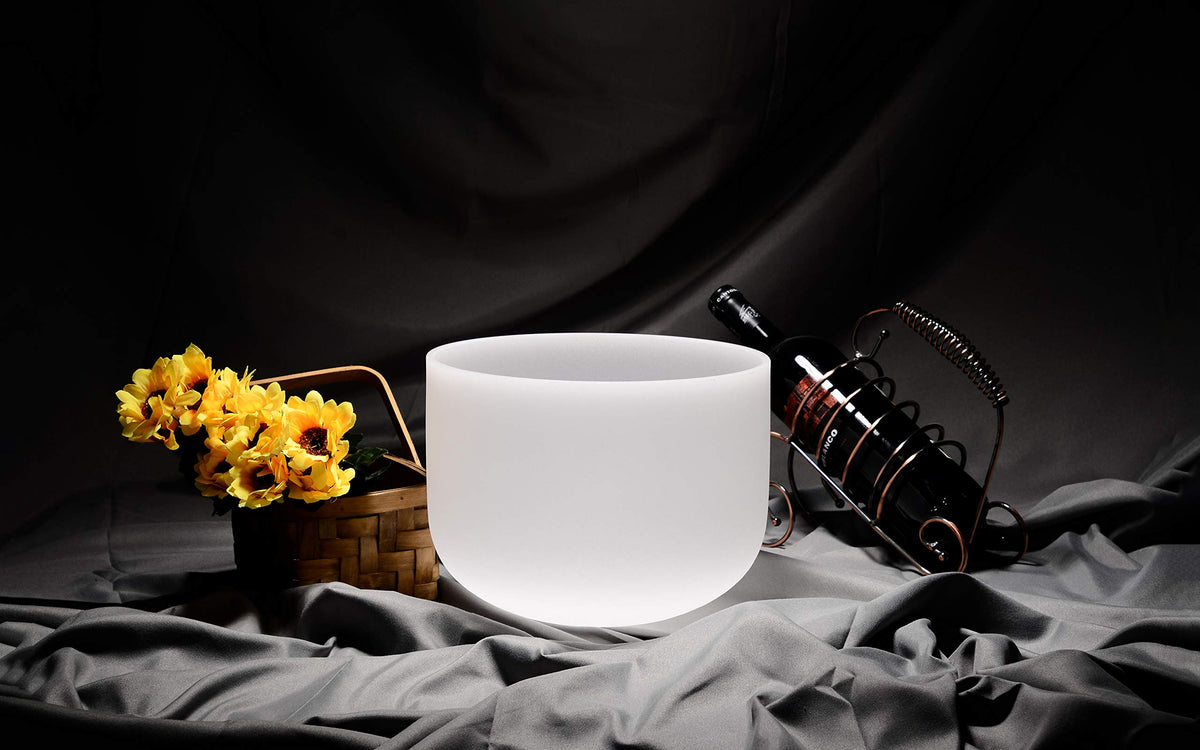 432Hz C# Note Crystal Singing Bowl Adrenals Chakra 8 inch with Heavy Duty Carrying Case and Suede Mallet (8 inch / 432Hz C# Note)