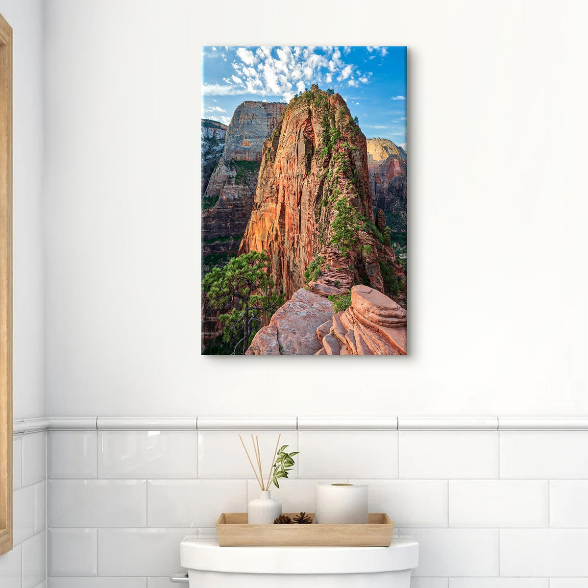 Forest Wall Art Mountain Pictures Wall Decor Zion National Park Posters Utah Angels Landing Landscape Pictures Nature Zion Canyon Painting Artwork for Bathroom Bedroom Home Decoration 16x24" (24"L x 16"W / Zion Canyon)