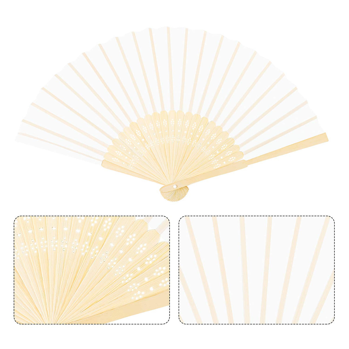 36 Pcs White Handheld Fans Silk Folding Fan (White)