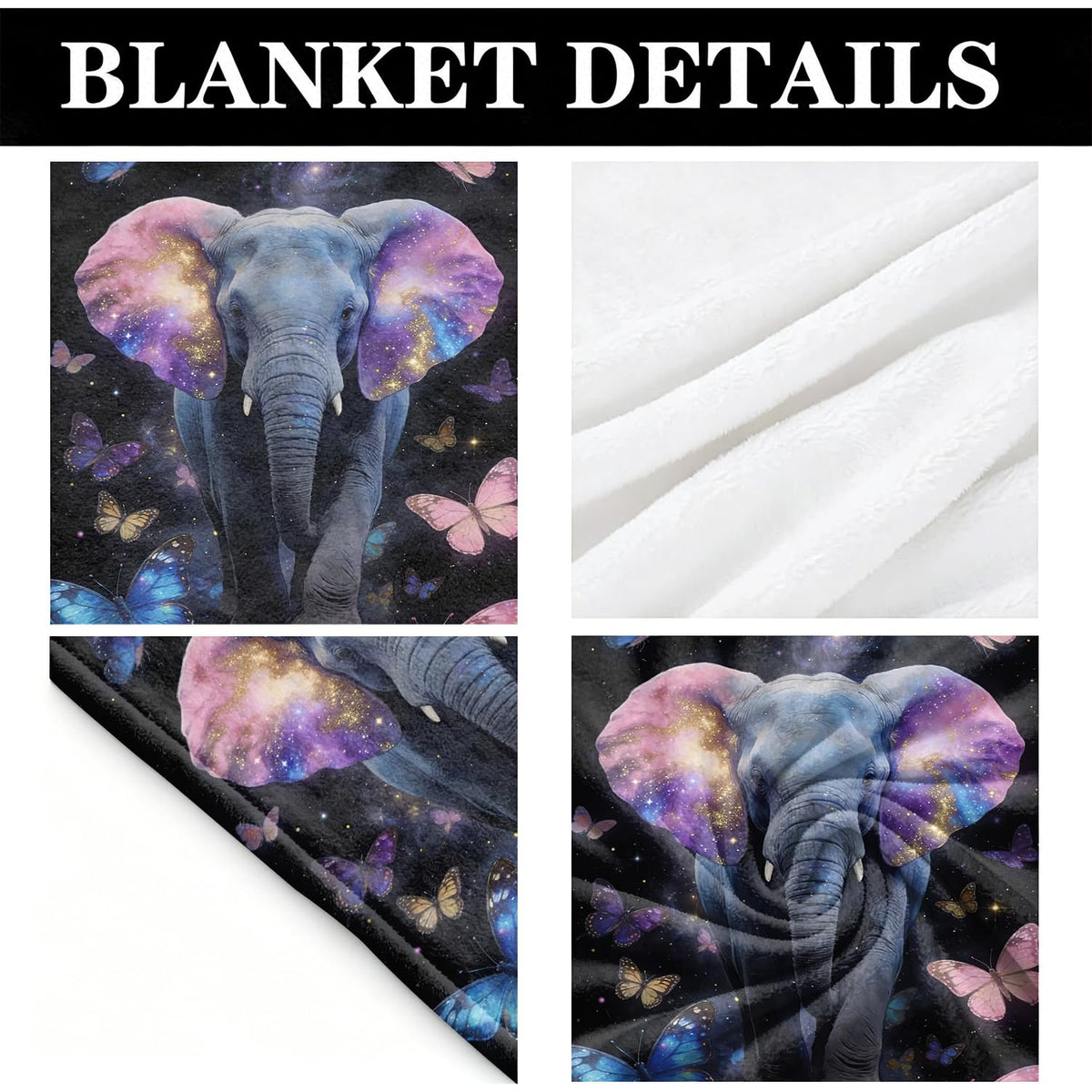 Elephant Fleece Throw Blanket Butterfly Blanket Gifts Room Decor 60"x80" (Elephant / 60"X80")