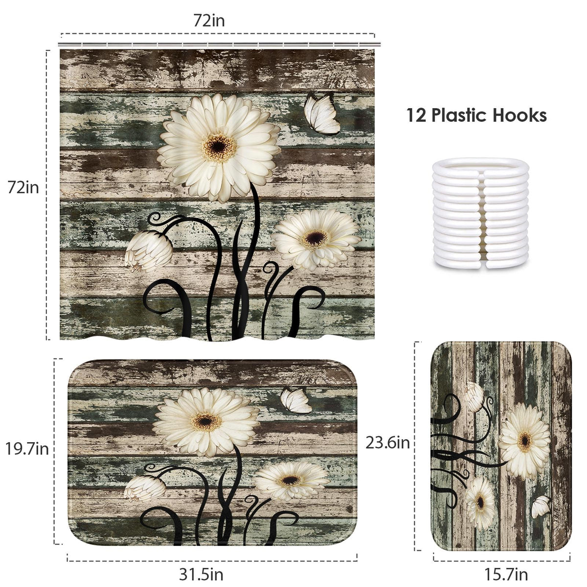 Bathroom Set of 3 (Vintage Flower)