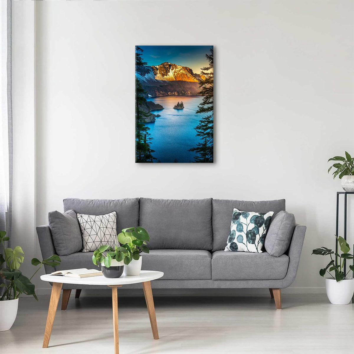 Phantom Ship Island Wall Art Sunrise Crater Lake National Park Posters Nature Mountain Forest Pictures Oregon Landscape Canvas Painting Artwork for Bedroom Living Room Home Decoration 24x36" (36"L x 24"W / Crater Lake)