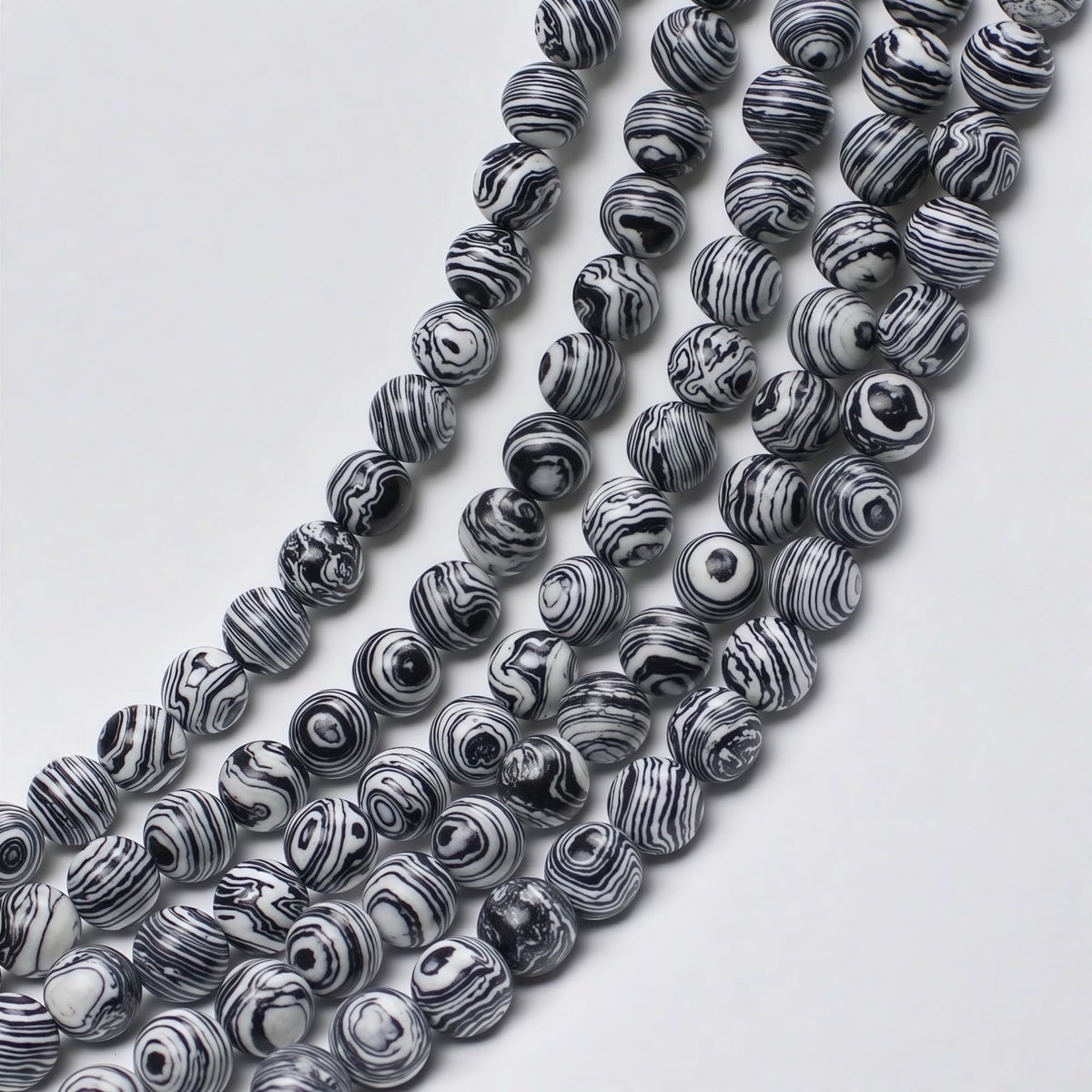 Synthesis Colour Malachite Beads Beautiful Fashion Round Stone Beads for DIY Jewelry Making 15" (Black And White Malachite / 4mm)