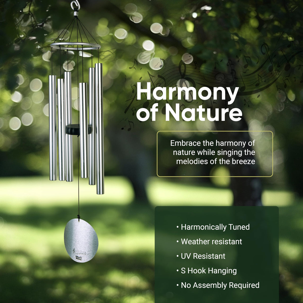 Nature’s Melody Aureole Tunes Wind Chimes (28" / Silver)