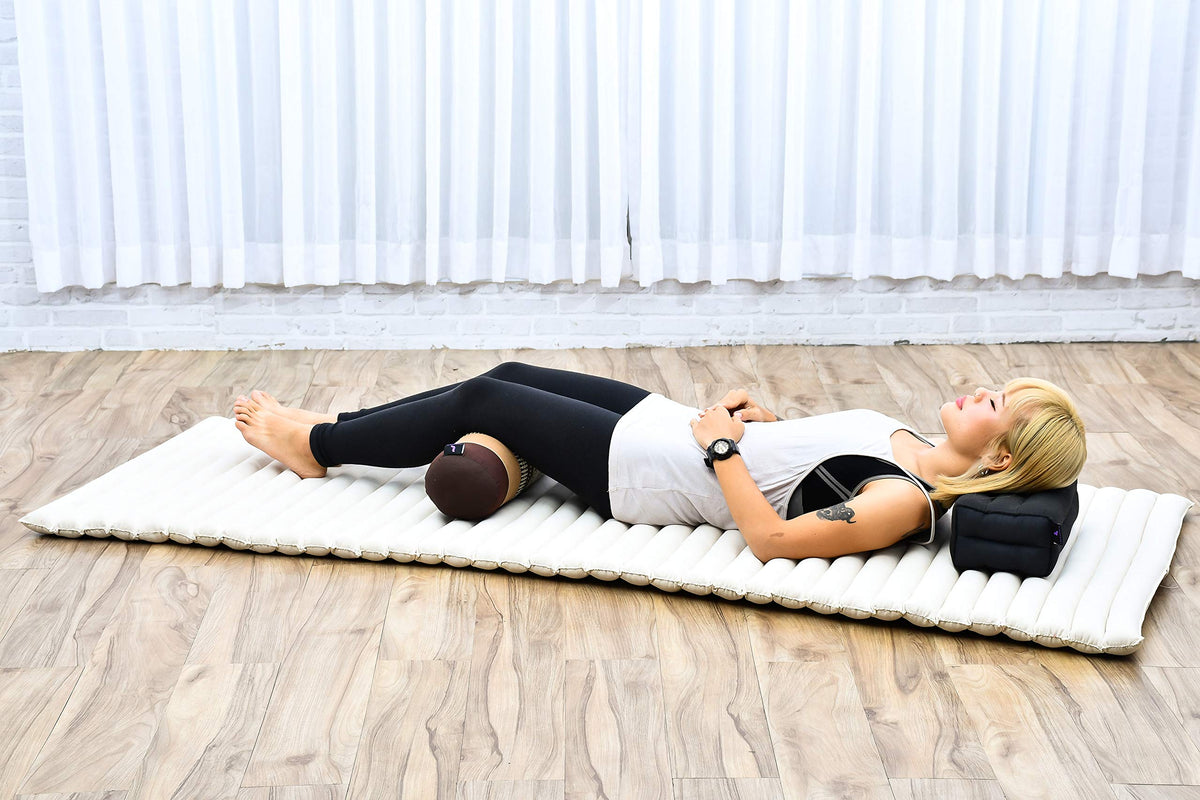 Yoga Bolster 20 x 6 x 6 inches Kapok Roll for Meditation & Massage (Sf10 - Brown)