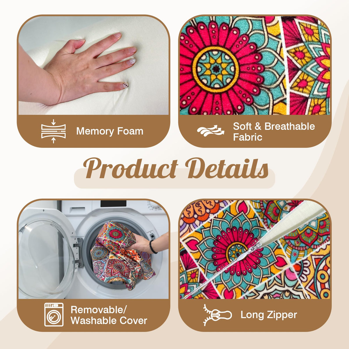 Knee Pillow for Back Sleeping (Beige)