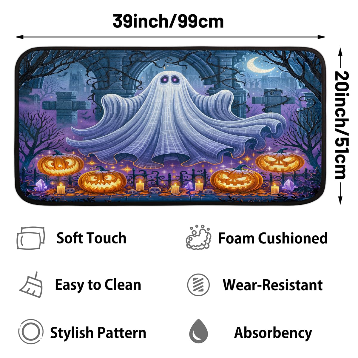 Halloween Kitchen Rugs Kitchen Mats Non Slip Floor Mat (Z:f-color 5)