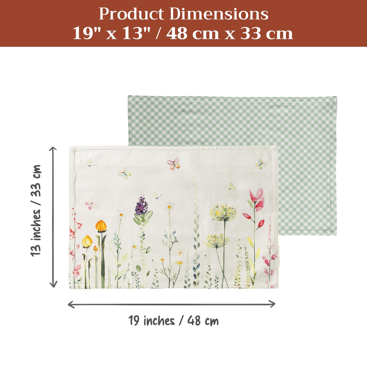 Placemats Set of 4 Reusable 100% Cotton (040 - Botanical Fresh / 13" X 19" (Pack of 4))