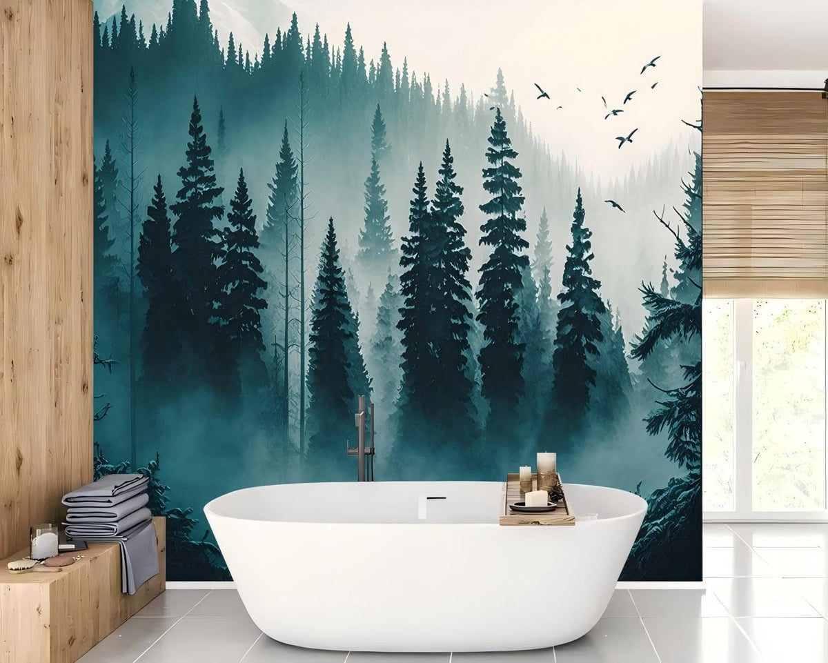 Peel Stick Wall Mural Wallpaper Forest 136"x96" Decor G02 (G02 / 136" x 96")