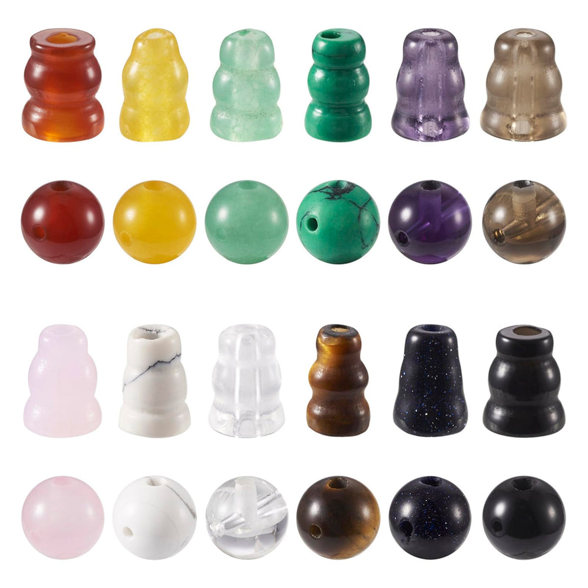 Beadthoven 12 Sets Natural Gemstone 3 (Deep Color)