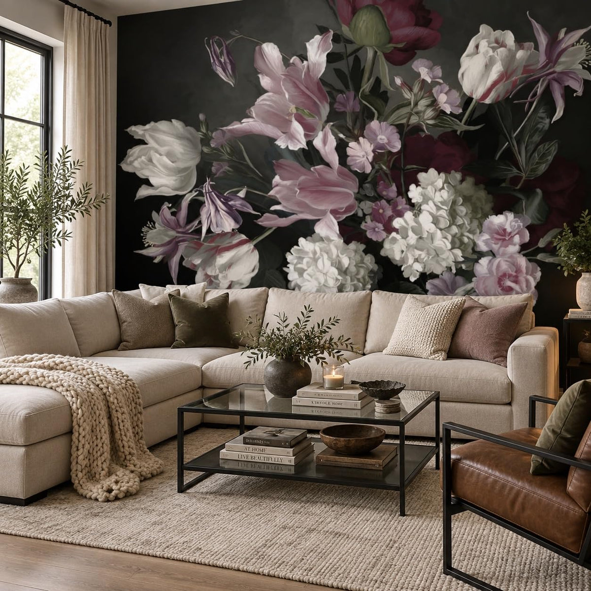 Peel and Stick Wall Mural Wallpaper Floral 157"x108" Decor A17 (A17 / 157" x 108")