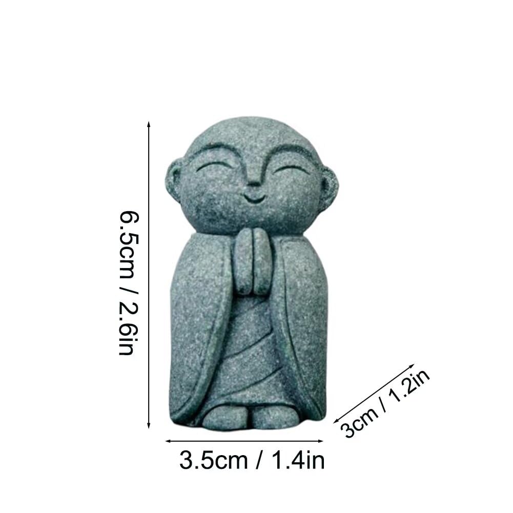 Mini Monk Buddha Statue Sandstone Statues Zen Monk Praying Statue Sculptures for Wealth Good Luck Feng Shui Decor Home Fish Tank Aquarium Garden (Style 13)