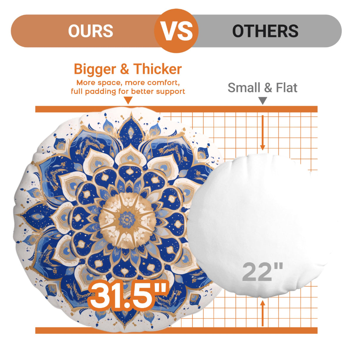 Meditation Cushion 32 Inch Round (Blue / X-Large)