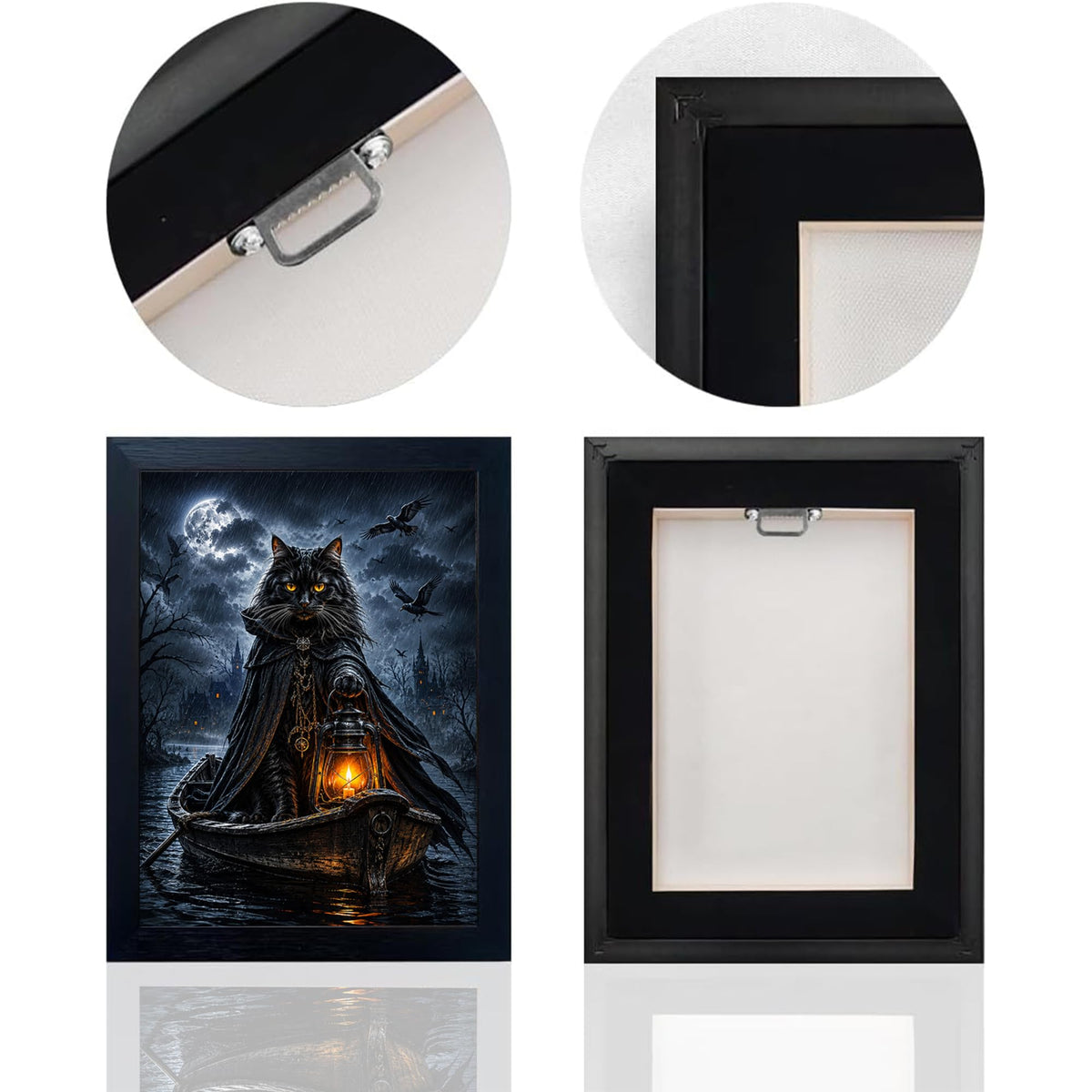 Gothic Black Cat Decor Wall Art (Wall Art Framed 02 / 10"L x 8"W)