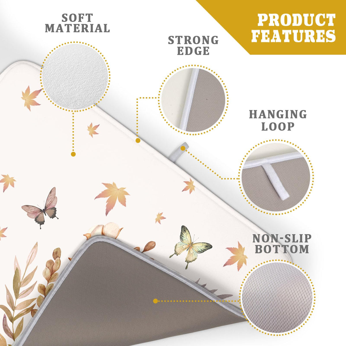 Fall Pumpkin Maple Dish Drying Mat for Kitchen Counter (Pumpkin and Butterflies230807 / 18" x 24")