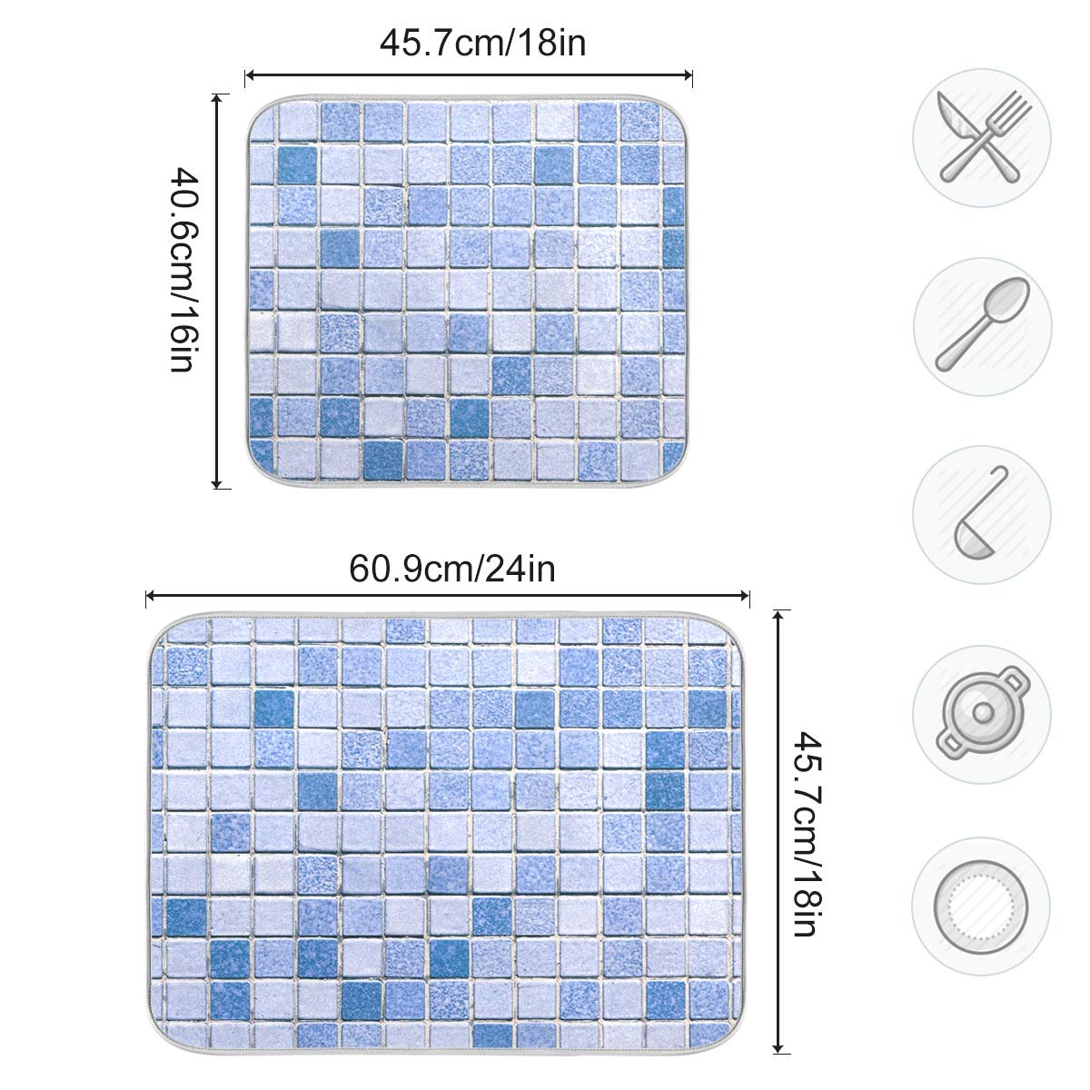 Super Absorbent Dish Drying Mat (Mosaic Marble Pattern / 18" x 24")