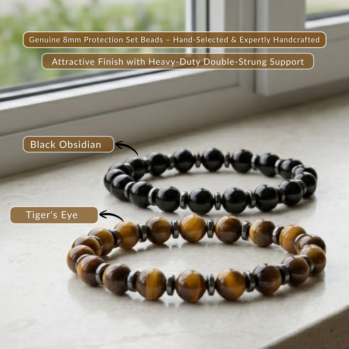 Protection Set Bracelet 8mm Beaded Bracelet (Protection Set / Large)
