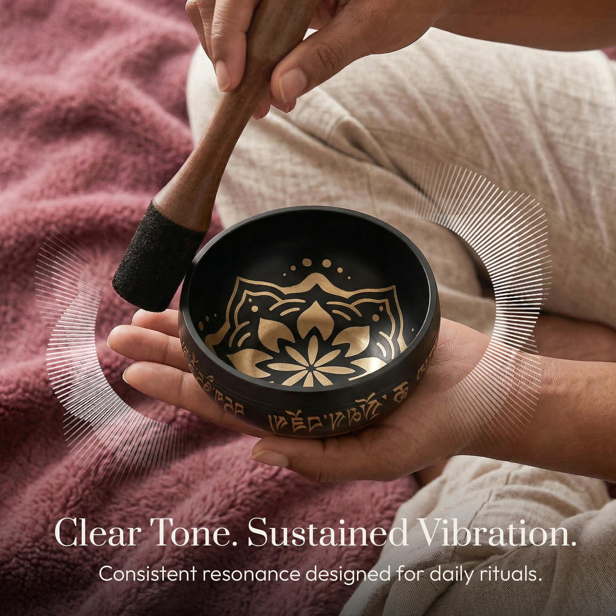 Tibetan Singing Bowl Set (Coal Black / With Case)