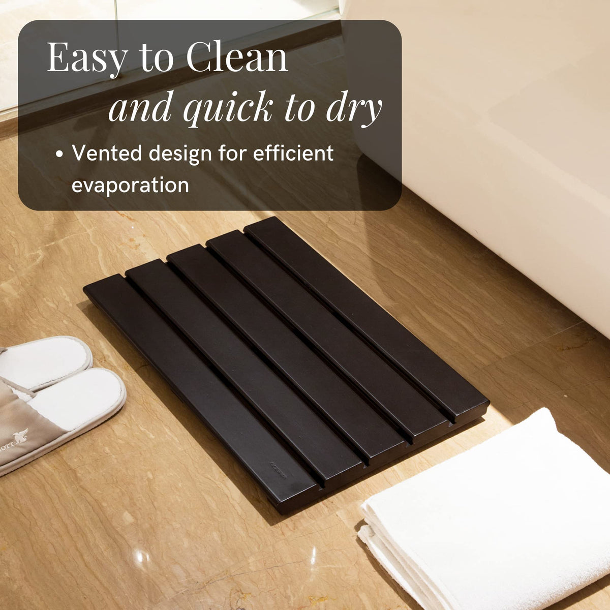 Bamboo Bath Mat (Black / 19.7" x 13" (Rectangular))