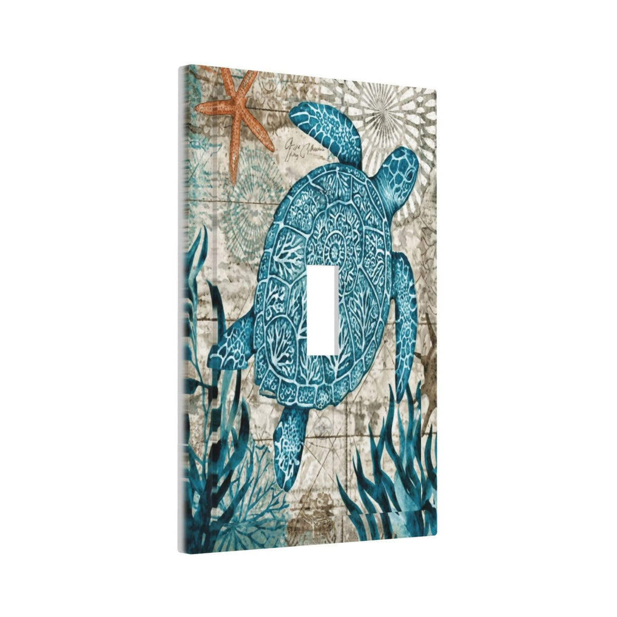 Nautical Beach Turtle Coastal Decorative 1 Gang Light Switch Cover Single Toggle Switch Wall Plate Cover Electrical Switchplate Faceplat Room Decor (Nautical Beach Turtle Coastal / Toggle Mid 1-Gang)
