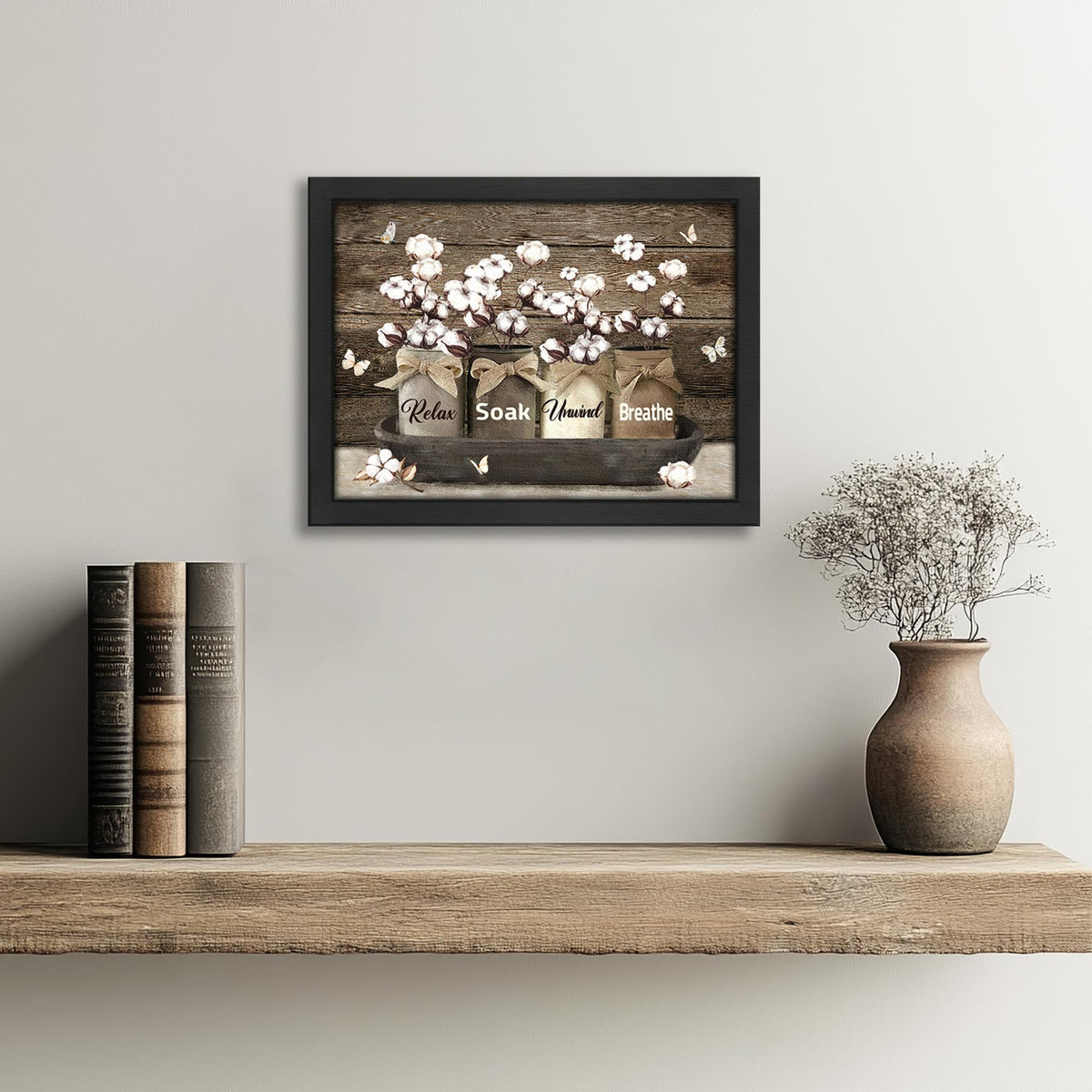 Farmhouse Bathroom Decor Wall Art (Framed Bathroom Art 930 / 16"L x 12"W)