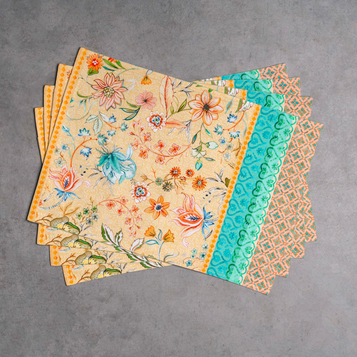 Placemats Set of 4 Reusable 100% Cotton (099 - Luxury Loft - Peach / 13" X 19" (Pack of 4))