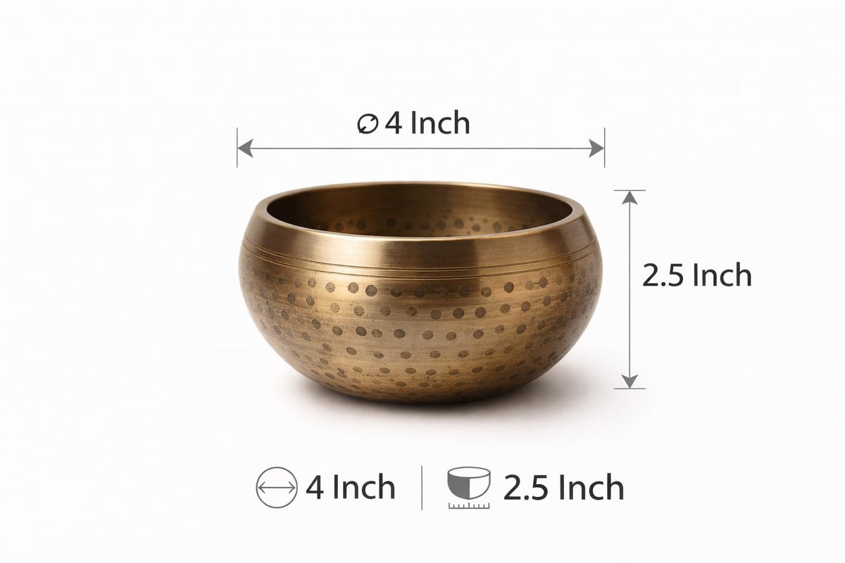 Tibetan Singing Bowl Set with Cushion & Mallet (Gold_2)