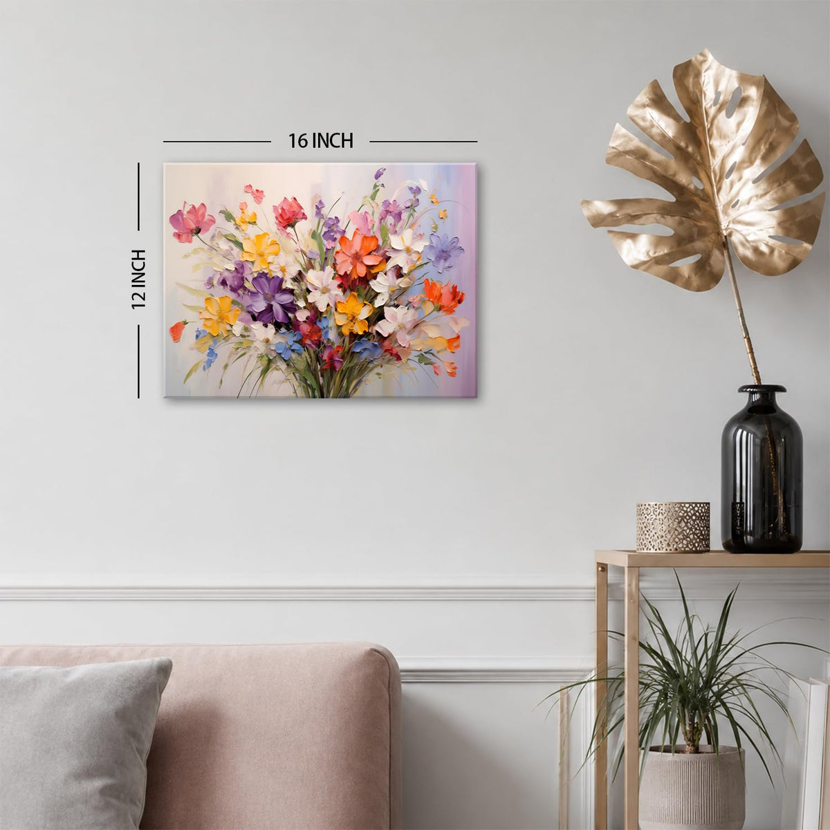 Colorful Flower Canvas Wall Art Yellow Orange Purple Wildflower Painting Prinrts for Teen Girls Room Decor Botanical Picture Floral Poster Modern Framed Artwork Bathroom Bedoom Home Decoration 12"x16" (16"L x 12"W / Flower)