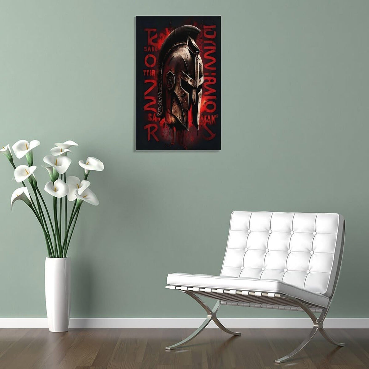 Spartan Strong Warrior Helmet Red Black Motivational Fitness Canvas Printing Wall Art Prints Wall Decor Posters Modern Gym Bedroom Living Room Office Man Cave Aesthetic 20x30inch (style-17 / 20x30inch(50x75cm) Frame)