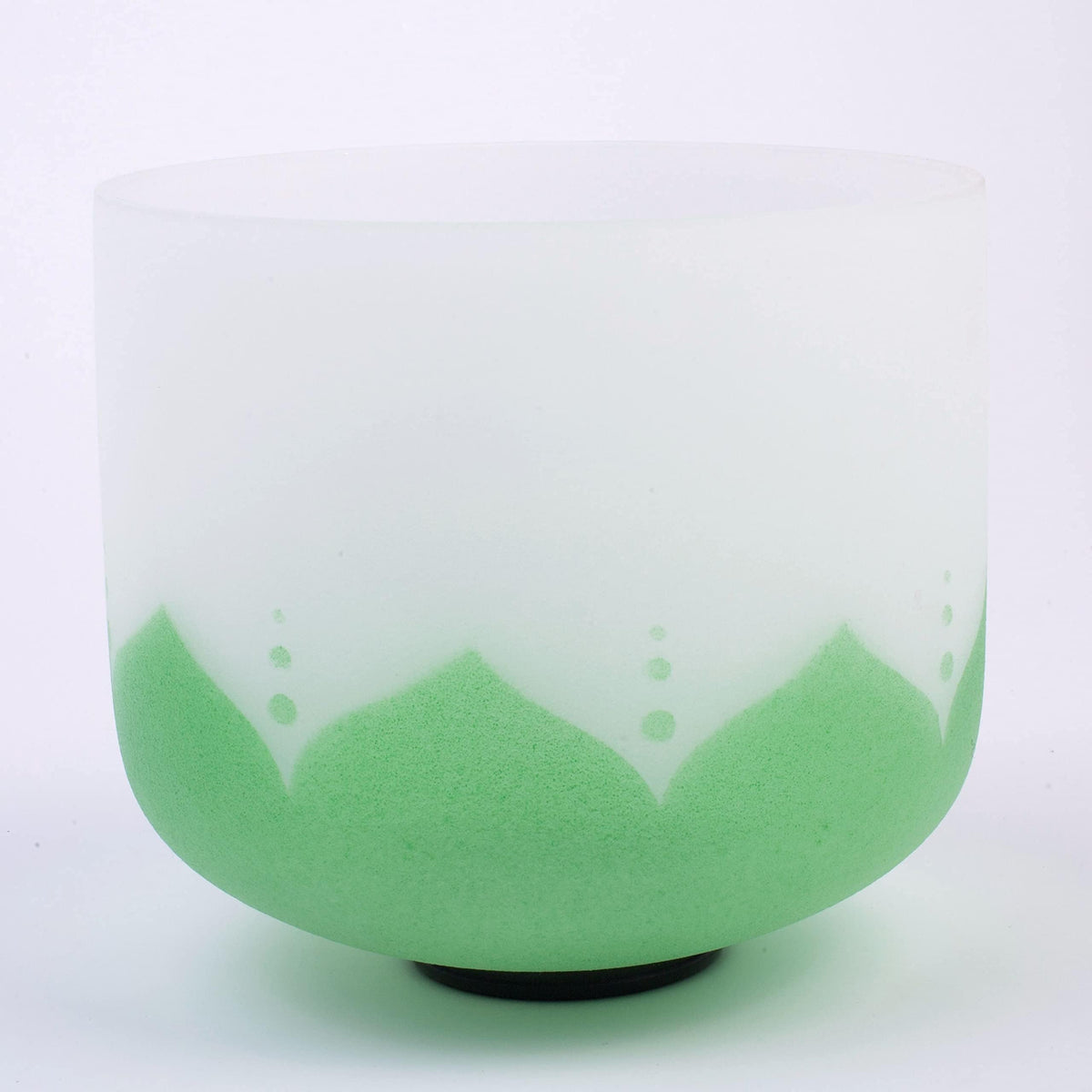 10" White Lotus Design F Note 432 hz Heart Chakra Quartz Crystal Singing Bowl with Heavy Duty Carrying Case Suede Striker (F Note 432HZ, 10" Green Lotus)