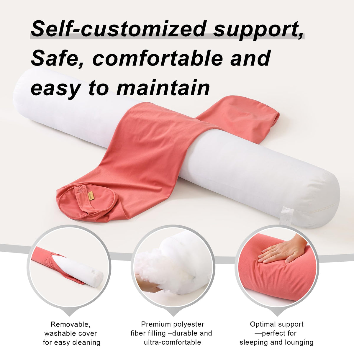 Body Pillow for Adults (Coral Peach / 59"*7.87")