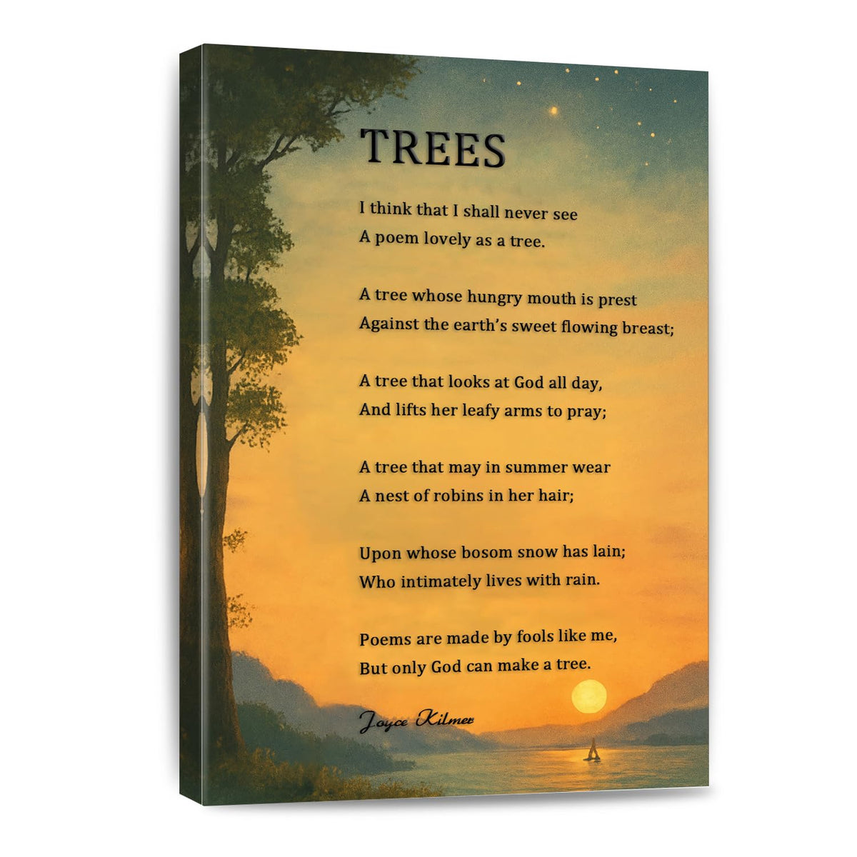 Trees Poem Quote Wall Art Posters Decorations Vintage Modern Prints Poetry Artwork Painting Home Office Apartment Wall Decor Framed 8 * 12 Inch (12"L x 8"W / White 7)