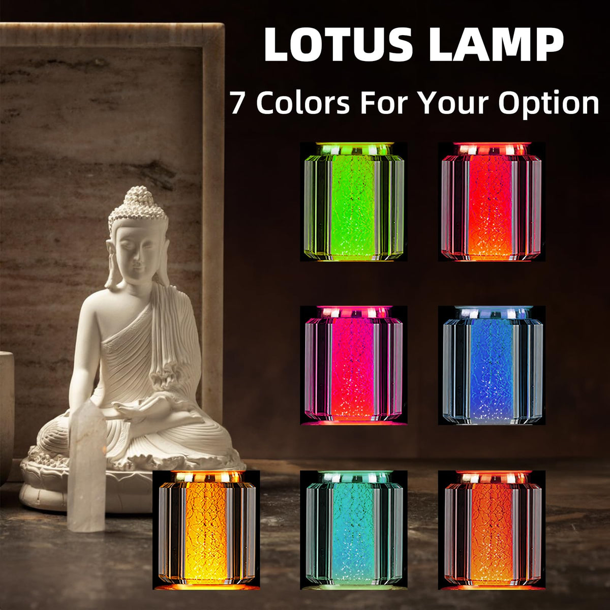 Lotus Flower Lamp Palace Crystal 7 Color LED Buddhist Meditation (Z3-10inch)