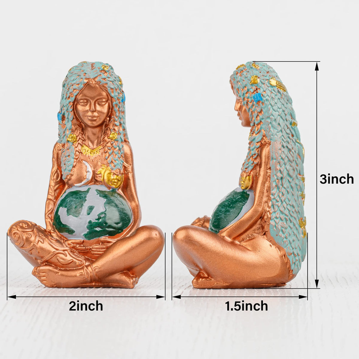 7 Chakra Healing Crystal Tree Ceramic Mother Earth Decor Mother Earth Statues Gifts for Women (Mother Earth Statue + 7 Chakra Tree + Gold Tray)