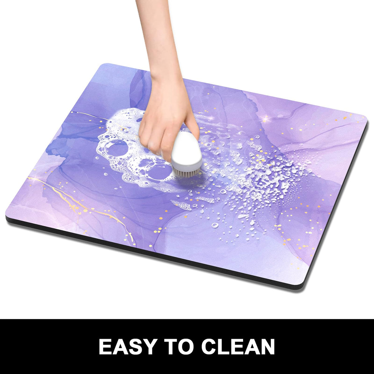 Dish Drying Mat for Kitchen Counter (Purple Marble / 16" x 18")