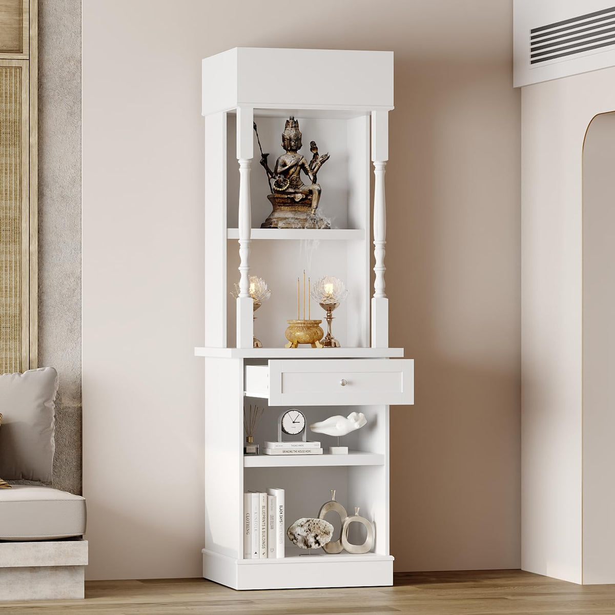 Altar Cabinet with Drawer & Shelves (21.4"W)
