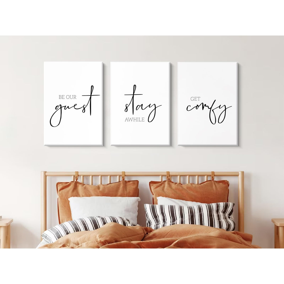 Be Our Guest Wall Decor Guest Room Wall Art Decor Stay Awhile Signs for Home Decor Minimalist Wall Art over the Bed Sign Guest Bedroom Wall Decor Canvas Painting 12x16 Inch (Guest Room Prints / 12x16 Inch Wrapped Canvas)