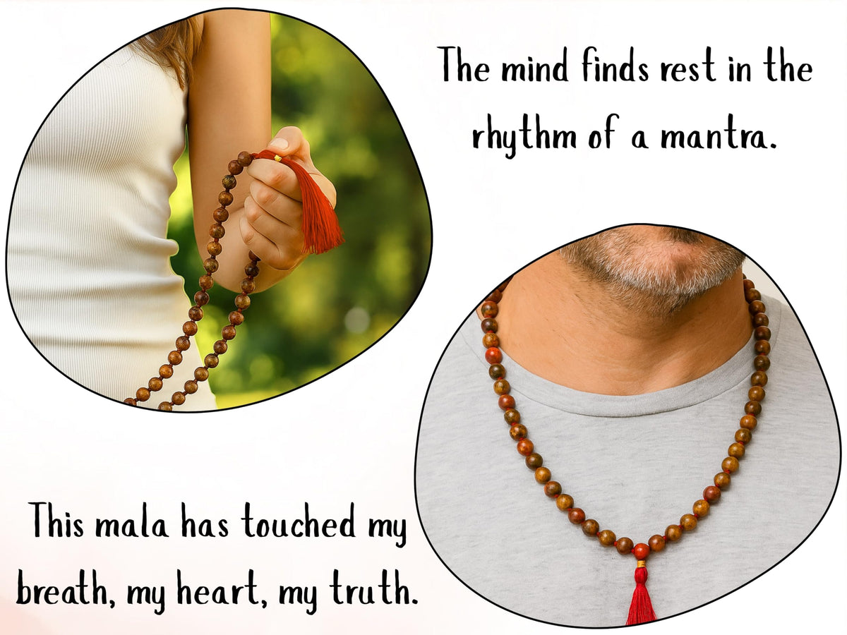 Leopard Jasper Mala Beads (Leopard Jasper / Knotted)