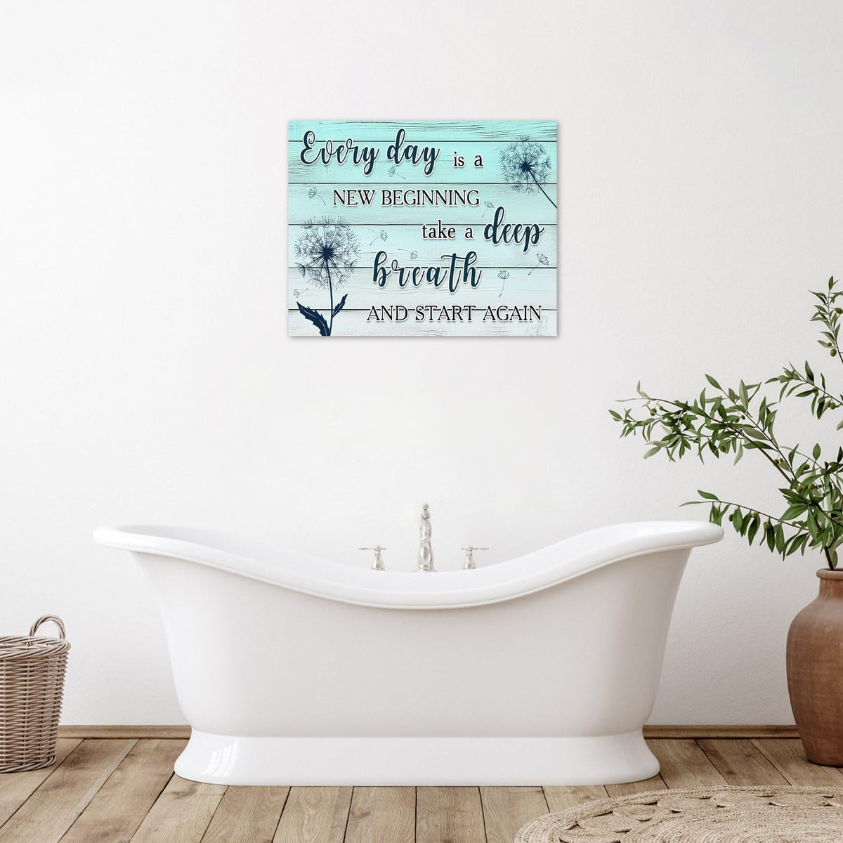 Rustic Dandelion Floral Wall Art (Teal Black / 12"L x 16"W)