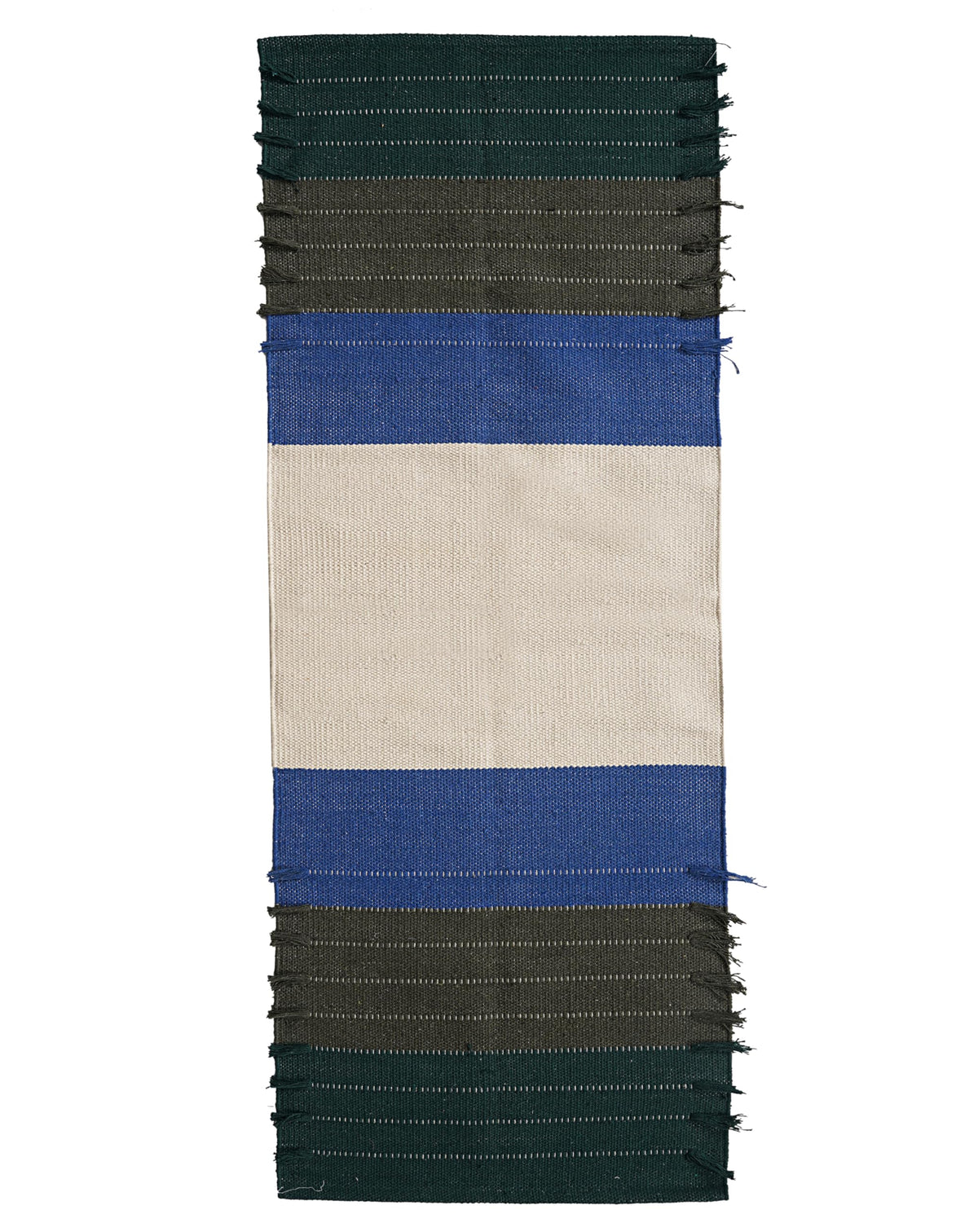 Indian Handmade 100% Organic Cotton Yoga Mat (White & Blue)